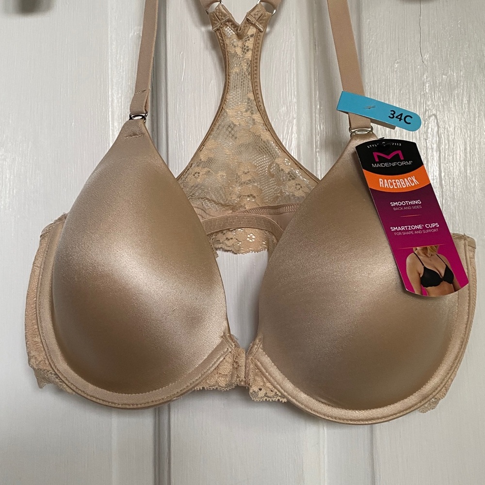 Maidenform Seamless T-Shirt Bra with Lace Racerback Nude 34C - Picture 8 of 10